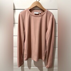 🩷 FRANK AND OAK – Size XXS – Dusty Rose Ribbed Long Sleeve Top